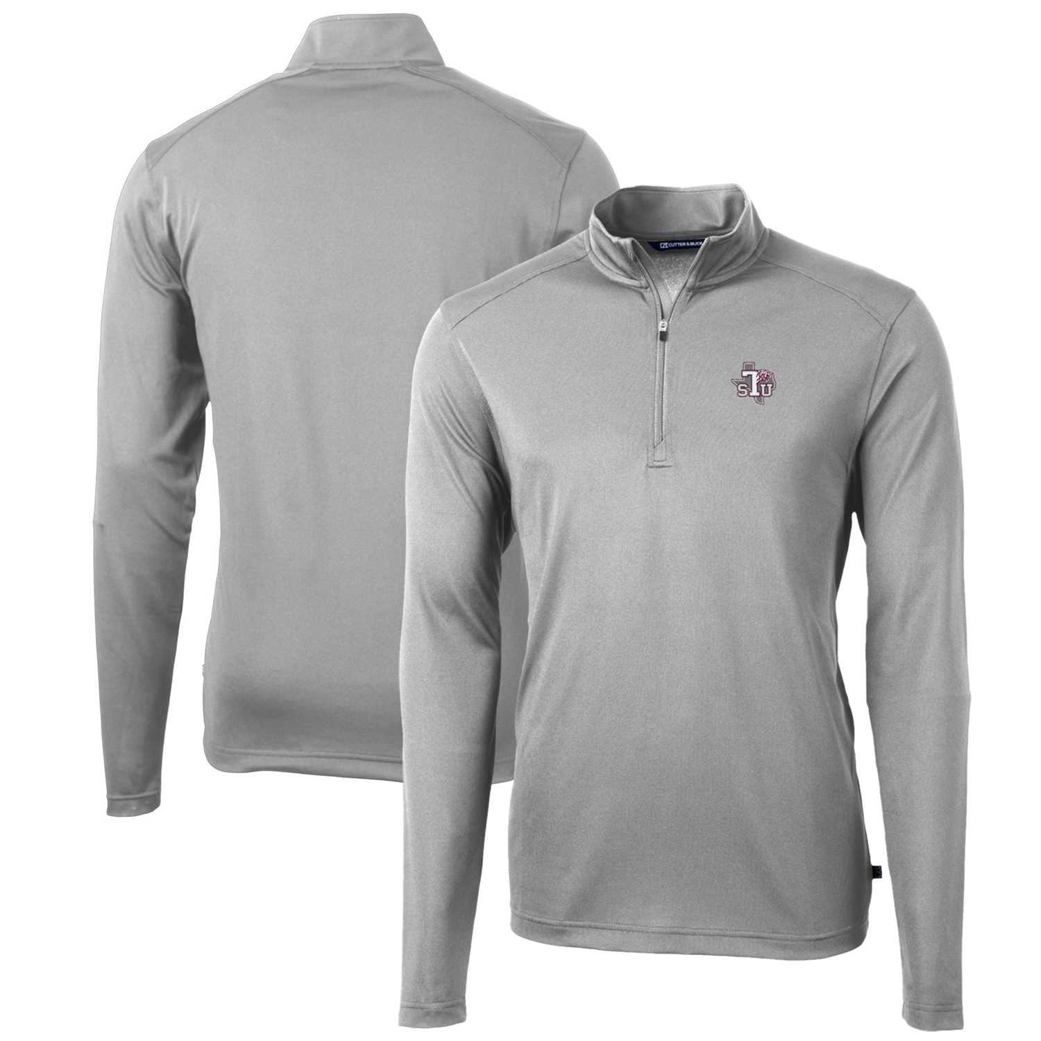 Men's Cutter & Buck Gray Texas Southern Tigers Big & Tall Virtue Eco Pique Recycled Quarter-Zip Pullover Top
