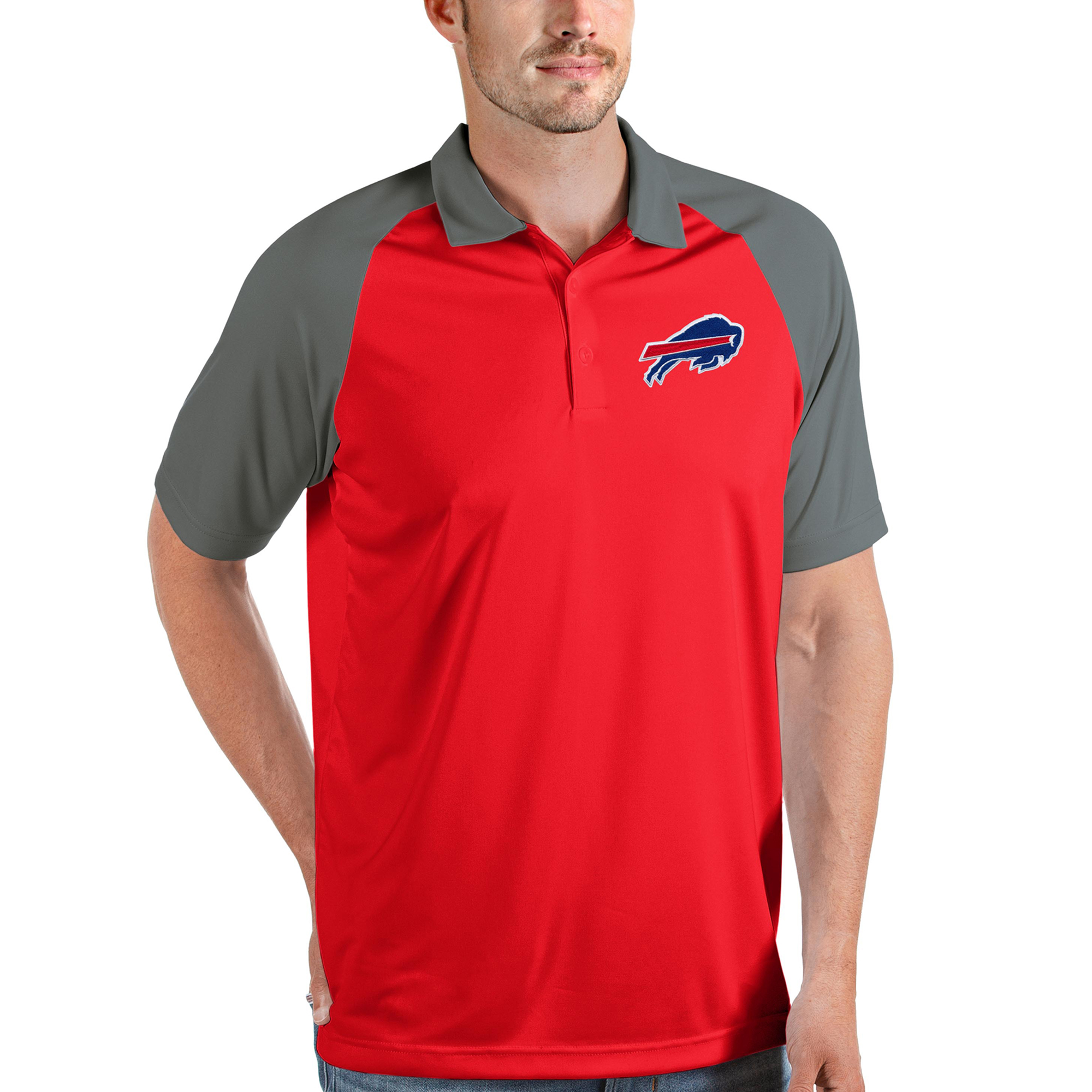 Men's Antigua Red/Steel Buffalo Bills Nova Polo