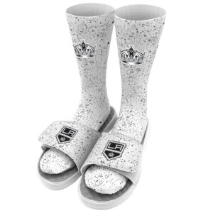 Youth ISlide White Los Angeles Kings Speckle Socks & Slide Sandals Bundle