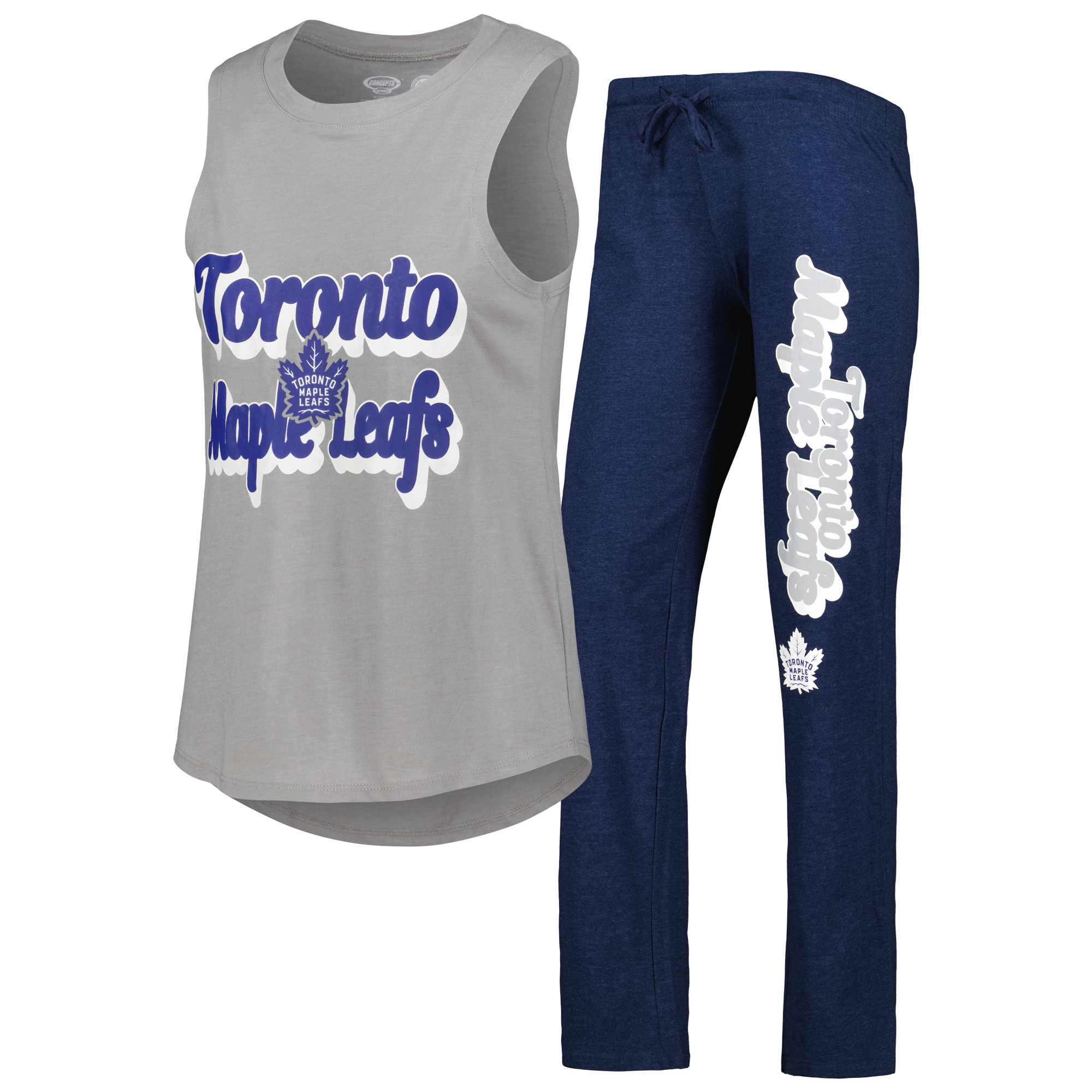 Women's Concepts Sport Heather Gray/Heather Navy Toronto Maple Leafs Meter Muscle Tank Top & Pants Sleep Set - Image 7