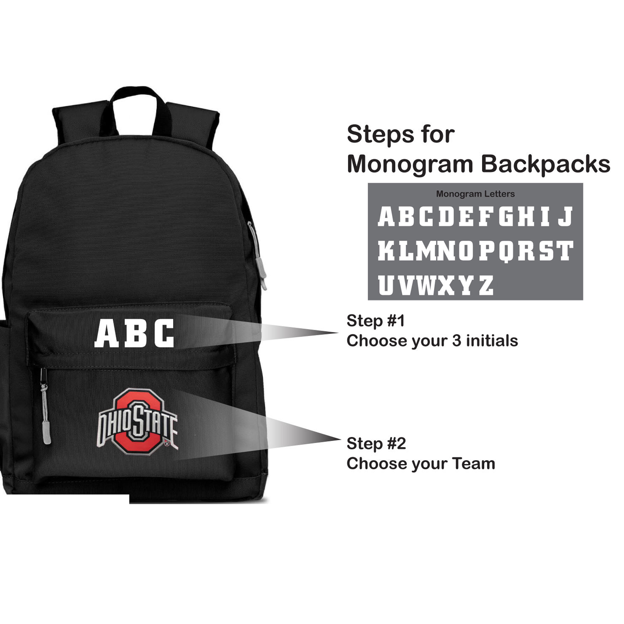 MOJO Black Ohio State Buckeyes Personalized Campus Laptop Backpack - Image 5