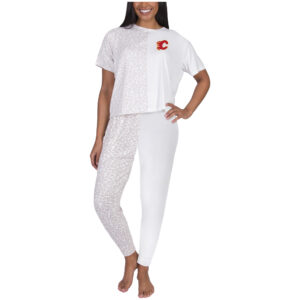 Women's Concepts Sport Cream Calgary Flames Brightside Top & Pants Set