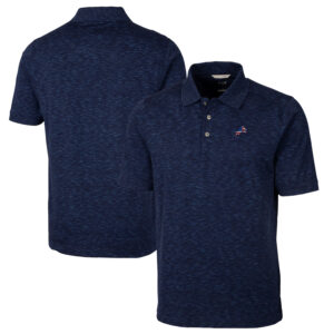 Men's Cutter & Buck Heathered Navy Detroit Lions Americana Advantage Space Dye Tri-Blend Polo
