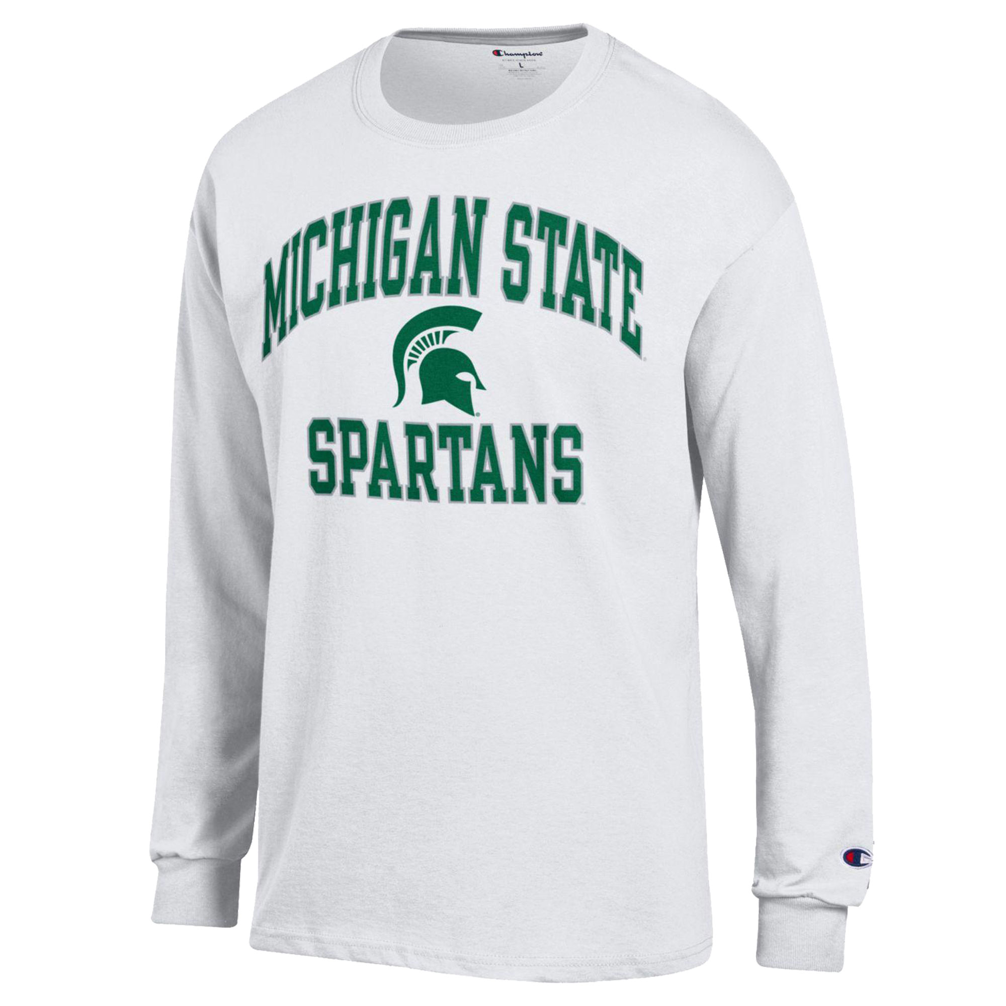 Men's Champion White Michigan State Spartans High Motor Long Sleeve T-Shirt - Image 3