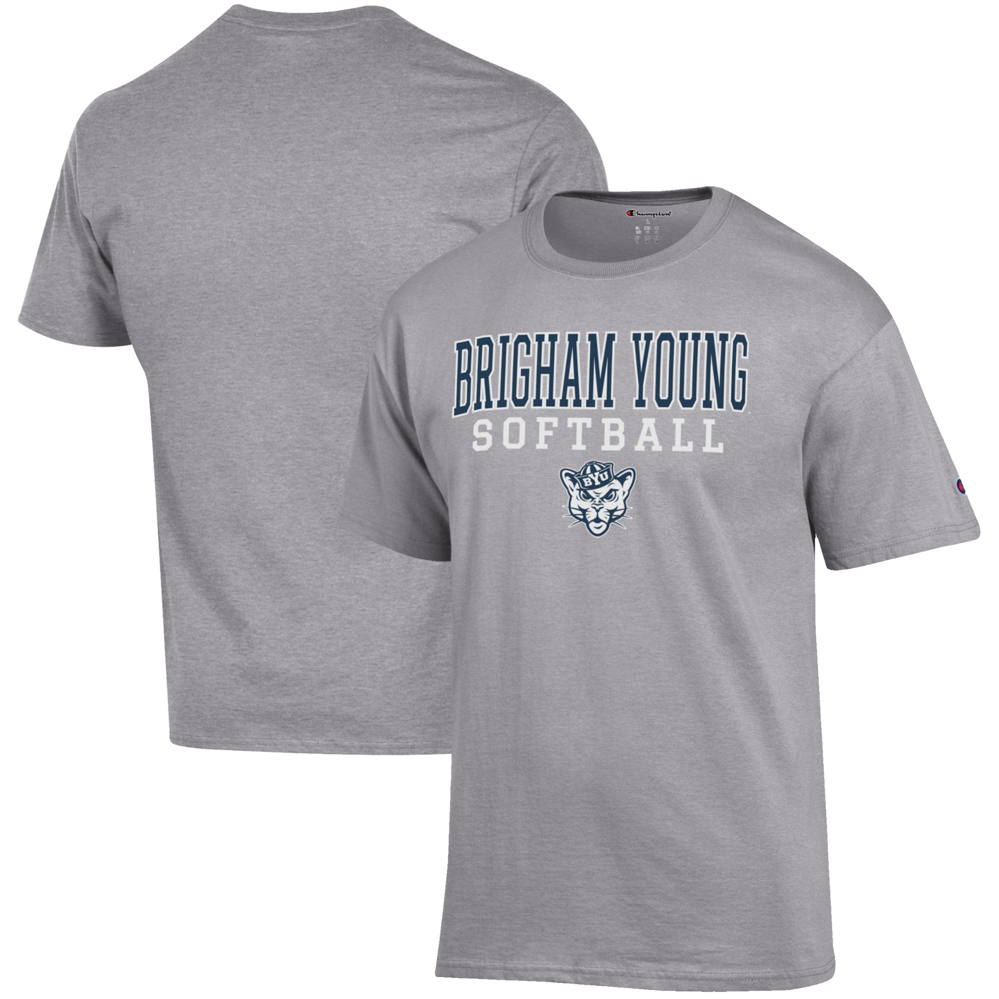 Men's Champion Gray BYU Cougars Softball Stack T-Shirt