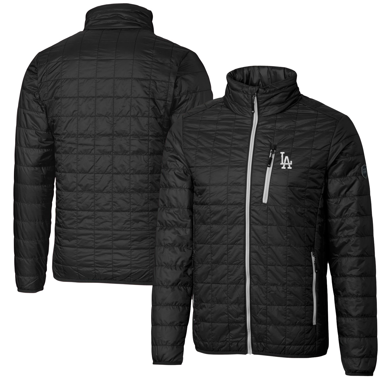 Men's Cutter & Buck Black Los Angeles Dodgers Big & Tall Rainier Full-Zip Puffer Jacket - Image 2