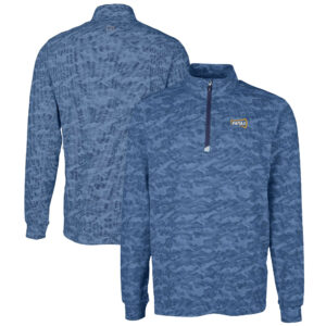Men's Cutter & Buck Navy Northern Arizona Lumberjacks Big & Tall Traverse Camo Print Stretch Quarter-Zip Pullover Top
