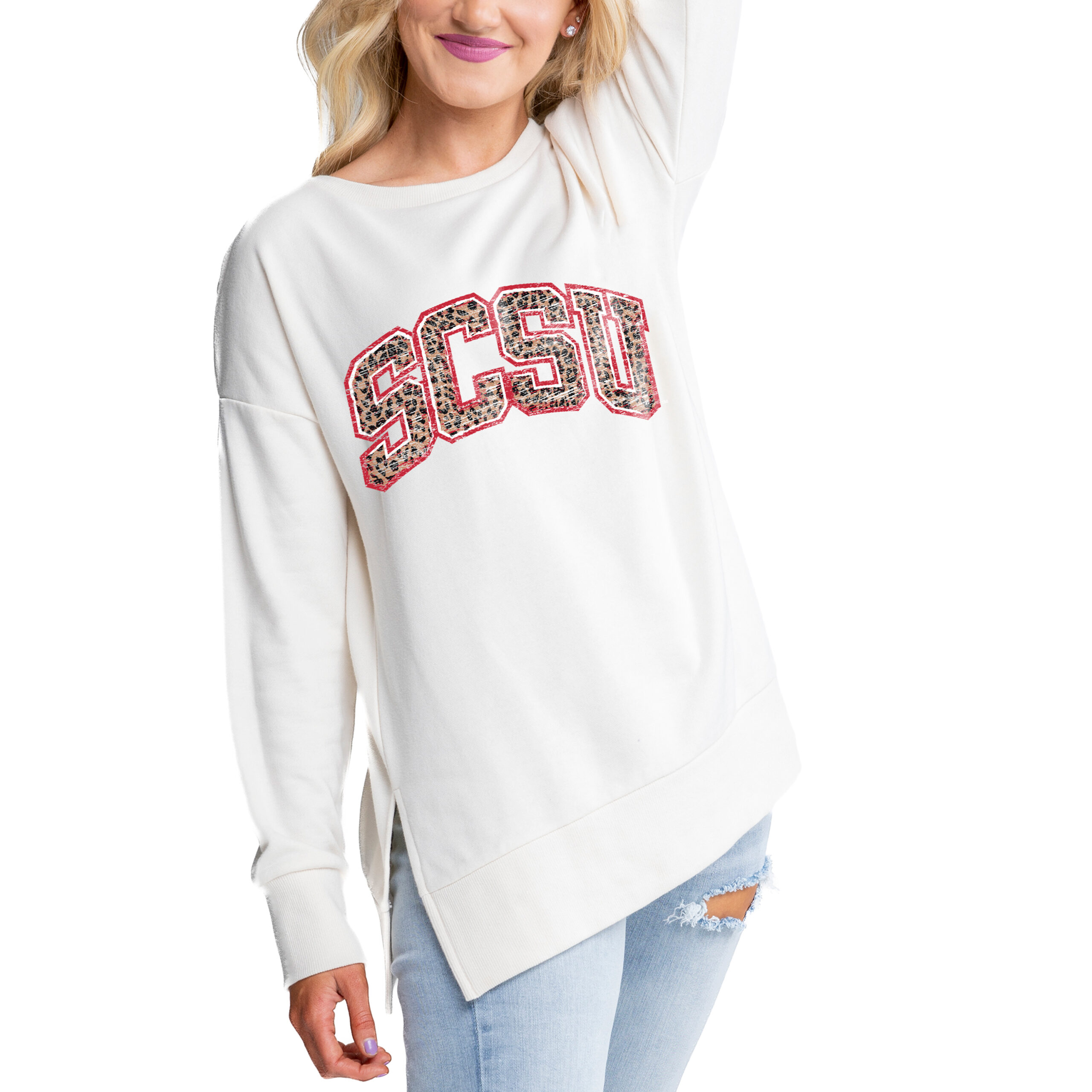 Women's Gameday Couture Cream St. Cloud State Huskies Legacy Side Split Pullover Top