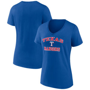 Women's Royal Texas Rangers Heart and Soul V-Neck T-Shirt