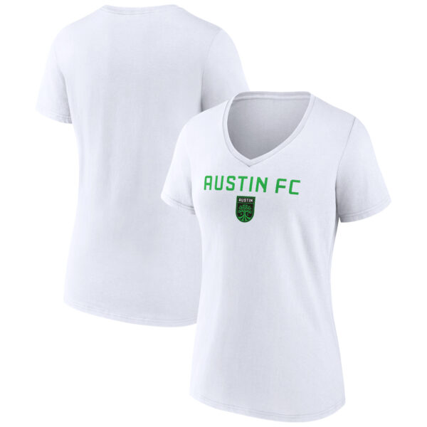 Women's White Austin FC Heart and Soul V-Neck T-Shirt