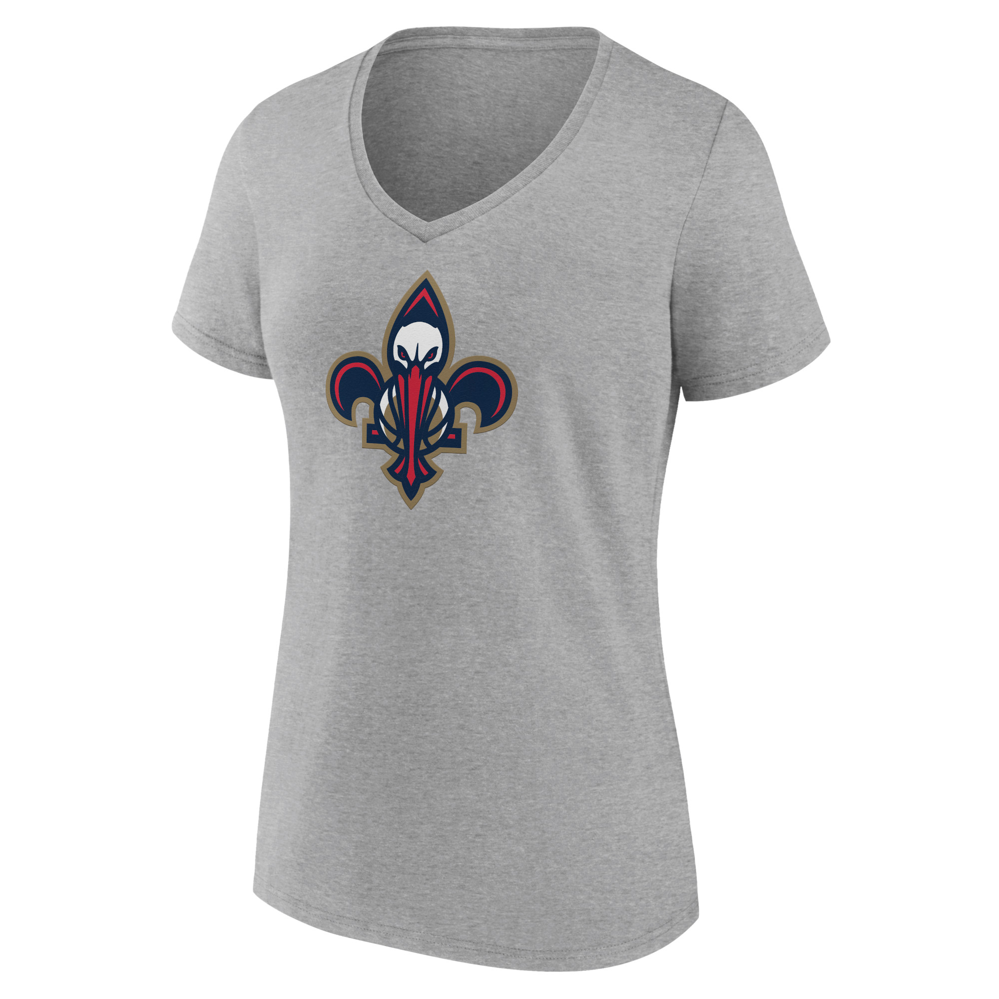 Women's Heather Gray New Orleans Pelicans Alternate Logo V-Neck T-Shirt - Image 6