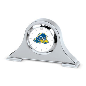 Silver Delaware Fightin' Blue Hens Logo Napoleon Desk Clock