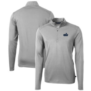Men's Cutter & Buck Gray Old Dominion Monarchs Team Big & Tall Virtue Eco Pique Recycled Quarter-Zip Pullover Top