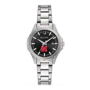 Women's Bulova Black Nebraska Huskers Stainless Steel Sport Classic Watch