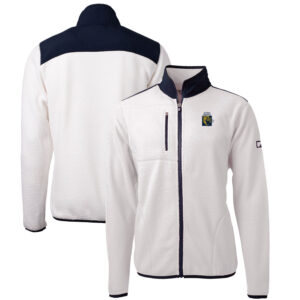 Men's Cutter & Buck White FIU Panthers Cascade Eco Sherpa Fleece Full-Zip Jacket