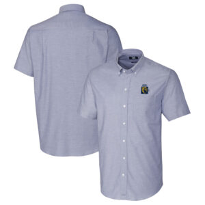 Men's Cutter & Buck Light Blue FIU Panthers Vault Stretch Oxford Short Sleeve Button-Down Shirt