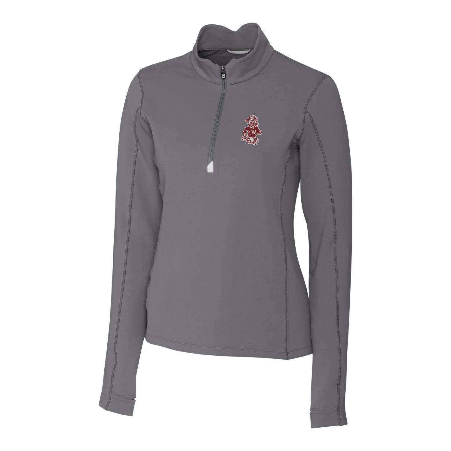 Women's Cutter & Buck Steel Washington State Cougars Traverse Stretch Quarter-Zip Pullover Top - Image 6