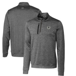 Men's Cutter & Buck Steel Las Vegas Raiders Stealth Heathered Big & Tall Throwback Logo Quarter-Zip Pullover Top