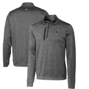 Men's Cutter & Buck Steel Pittsburgh Steelers Stealth Heathered Big & Tall Throwback Logo Quarter-Zip Pullover Top