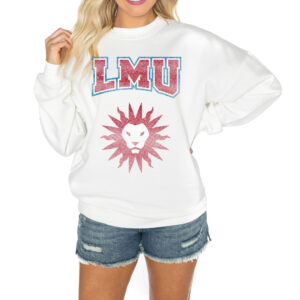 Women's Gameday Couture White Loyola Marymount Lions Good Vibes Premium Fleece Drop Shoulder Pullover Sweatshirt