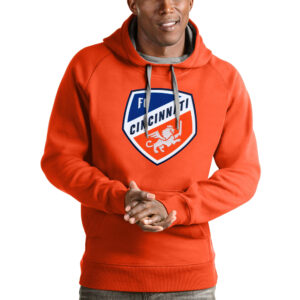 Men's Antigua Orange FC Cincinnati Victory Pullover Hoodie