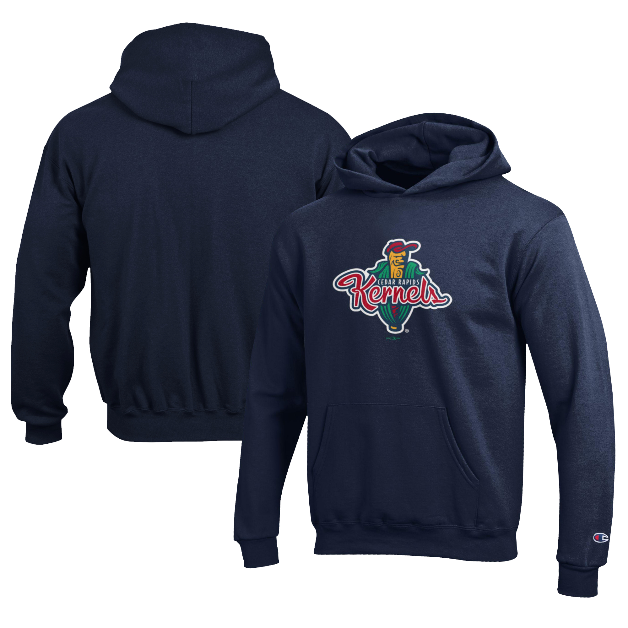 Youth Champion Navy Cedar Rapids Kernels Eco Powerblend Pullover Hoodie - Image 2