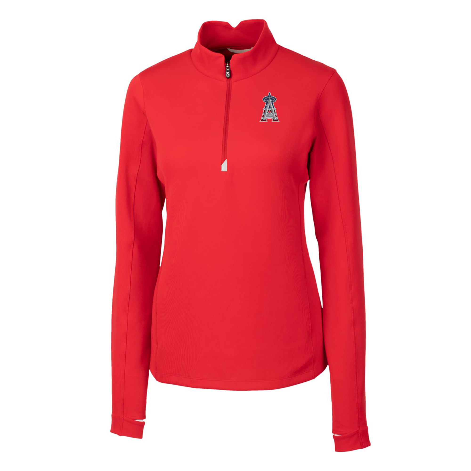 Women's Cutter & Buck Red Los Angeles Angels Americana Logo DryTec Traverse Stretch Quarter-Zip Pullover Top - Image 6