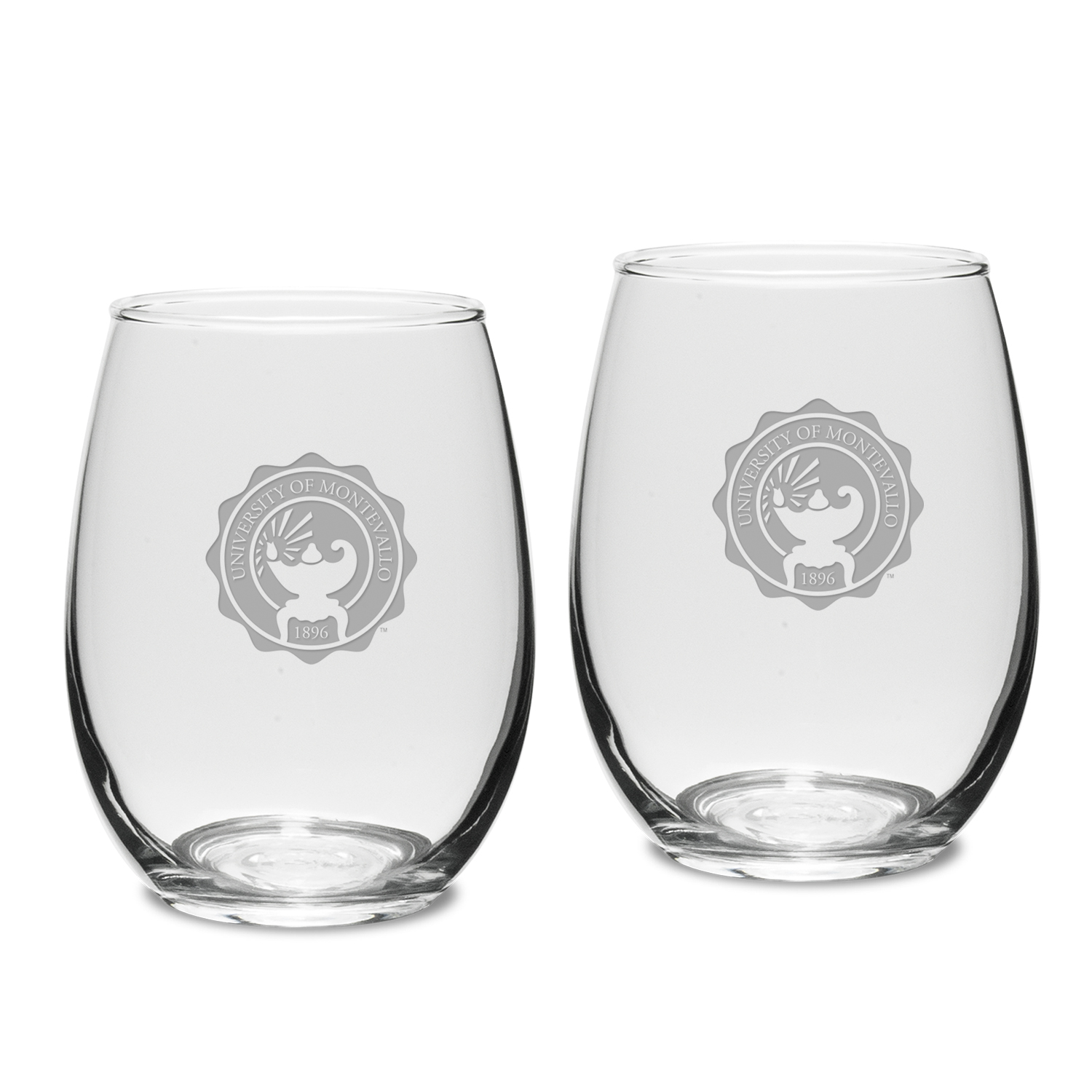 Montevallo Falcons Team Graphic Two-Piece 15oz. Stemless Wine Glass Set