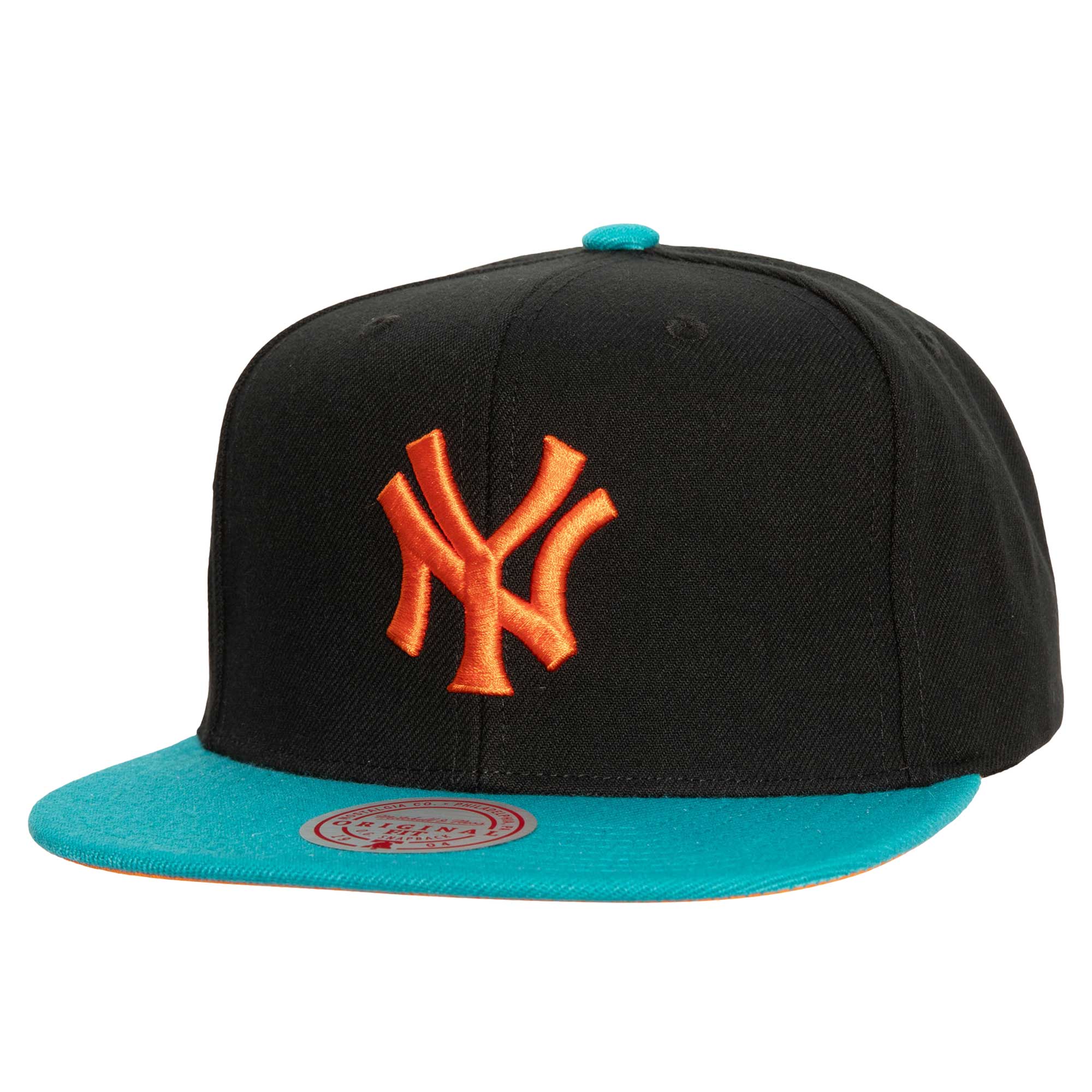 Men's Mitchell & Ness Black/Teal New York Yankees Citrus Cooler Snapback Hat - Image 6