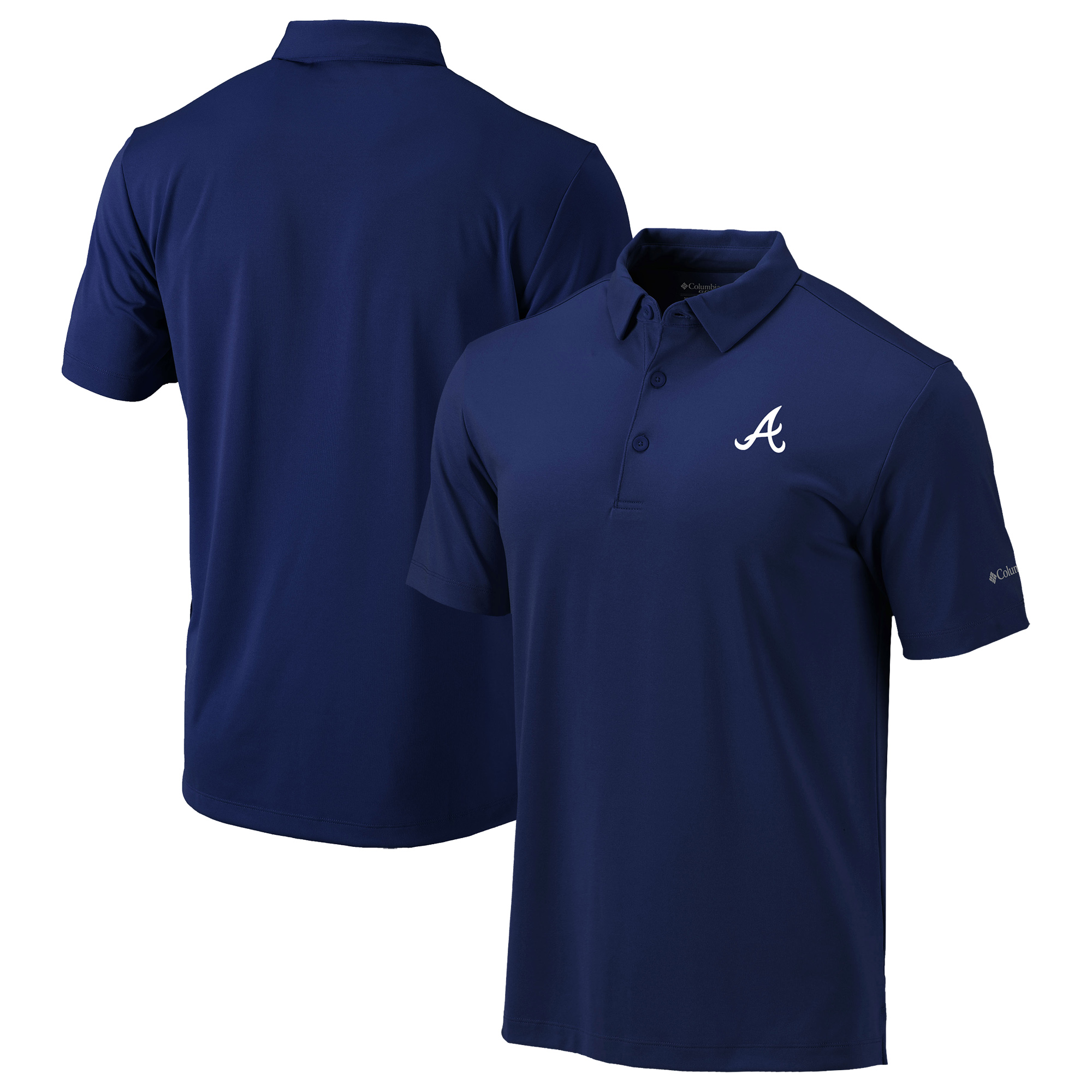 Men's Columbia Navy Atlanta Braves Omni-Wick Drive Polo - Image 5