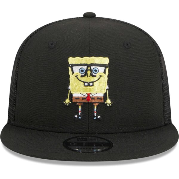 Men's New Era Black SpongeBob SquarePants Glasses Mesh Trucker 9FIFTY Snapback Hat - Image 8