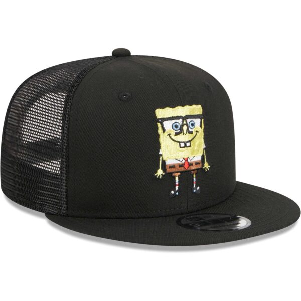 Men's New Era Black SpongeBob SquarePants Glasses Mesh Trucker 9FIFTY Snapback Hat - Image 9