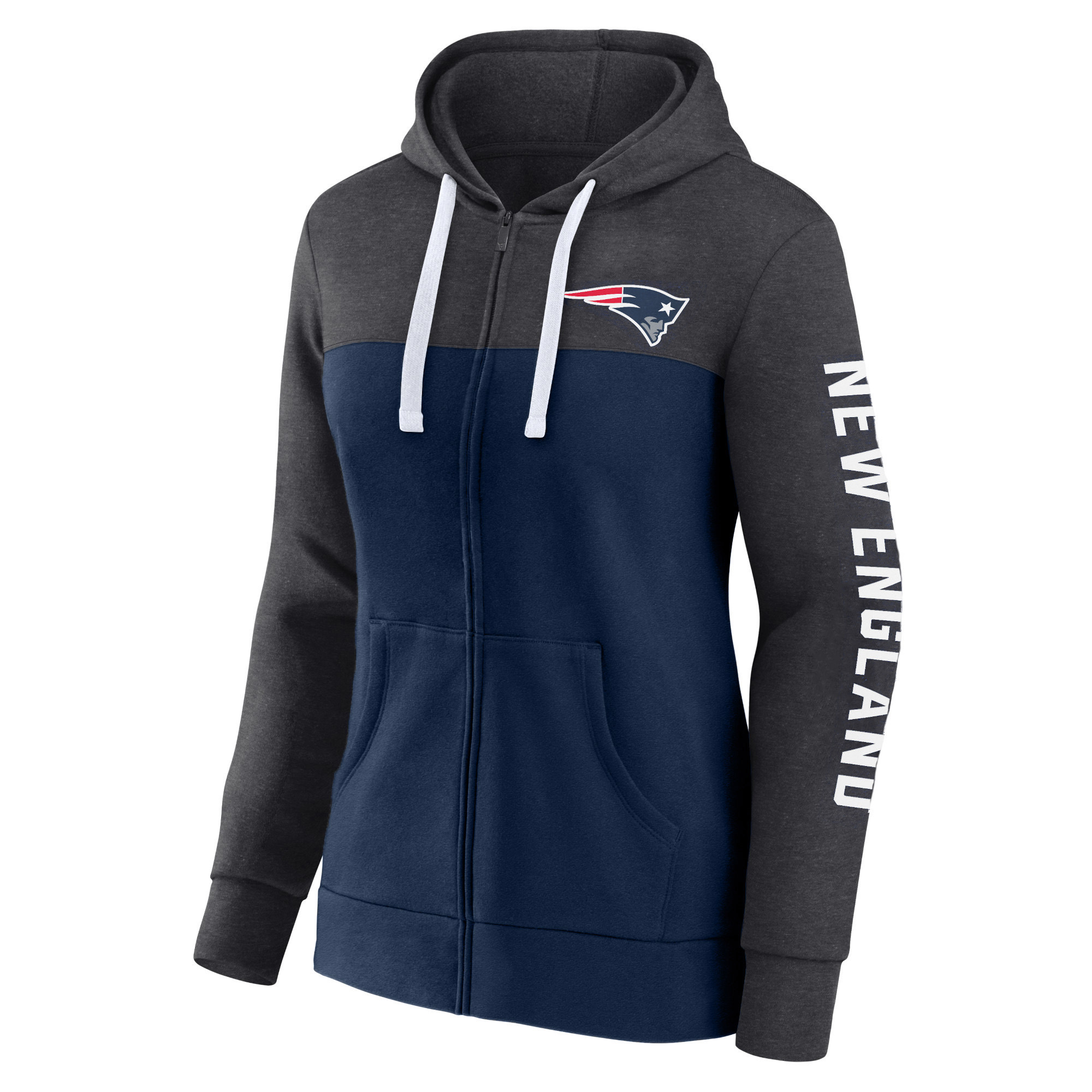 Women's Fanatics Heather Navy New England Patriots Plus Size City Ties Full-Zip Hoodie - Image 8