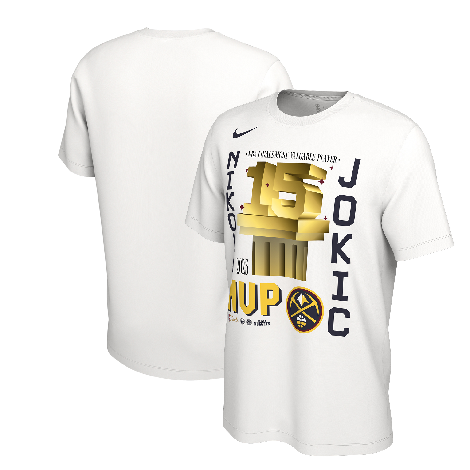 Men's Nike Nikola Jokic White Denver Nuggets 2023 NBA Finals Champions MVP T-Shirt