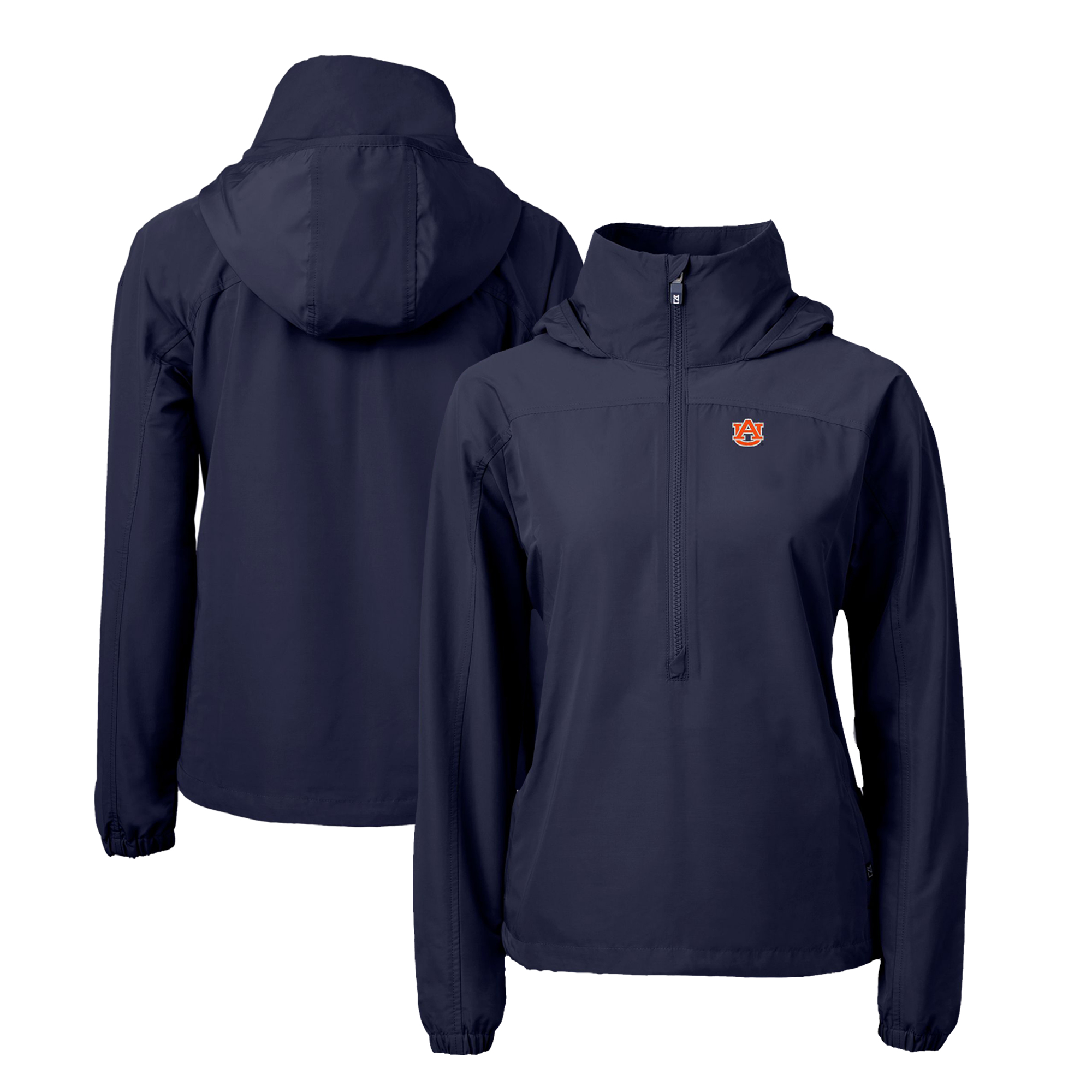 Women's Cutter & Buck Navy Auburn Tigers Charter Eco Recycled Half-Zip Anorak Jacket