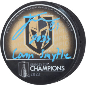 Jonathan Marchessault Vegas Golden Knights Autographed 2023 Stanley Cup Champions Hockey Puck with "2023 Conn Smythe" Inscription