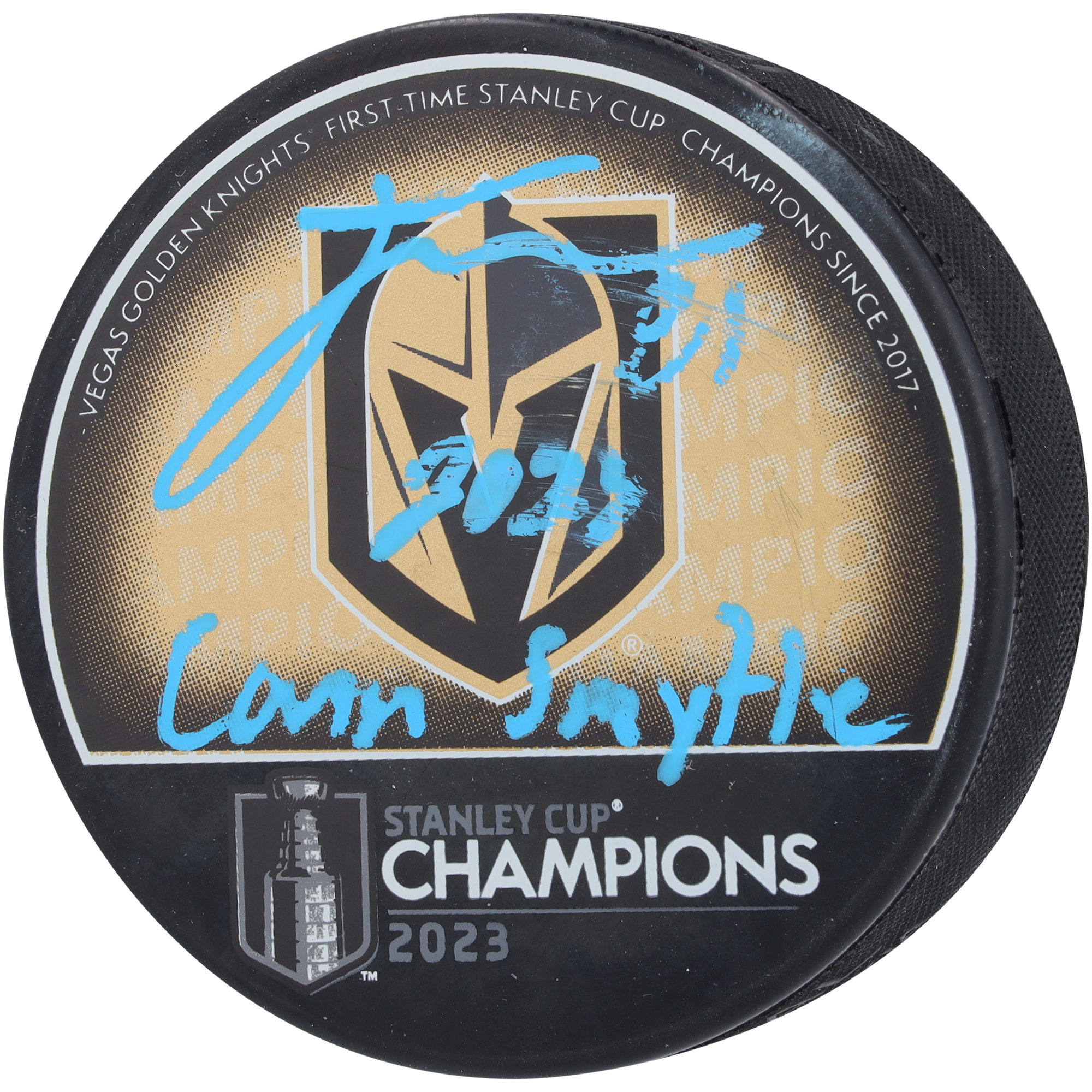 Jonathan Marchessault Vegas Golden Knights Autographed 2023 Stanley Cup Champions Hockey Puck with "2023 Conn Smythe" Inscription