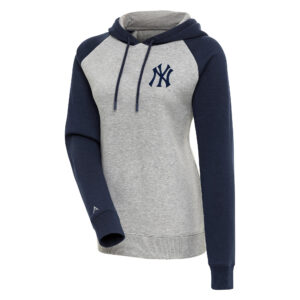 Women's Antigua  Heather Gray/Navy New York Yankees Victory Raglan Sleeve Pullover Hoodie