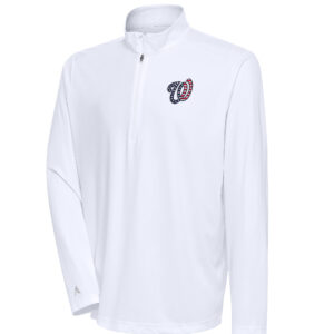 Men's Antigua  White Washington Nationals Patriotic Tribute Quarter-Zip Pullover Top