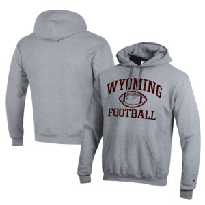 Men's Champion  Gray Wyoming Cowboys Football Eco Powerblend Pullover Hoodie