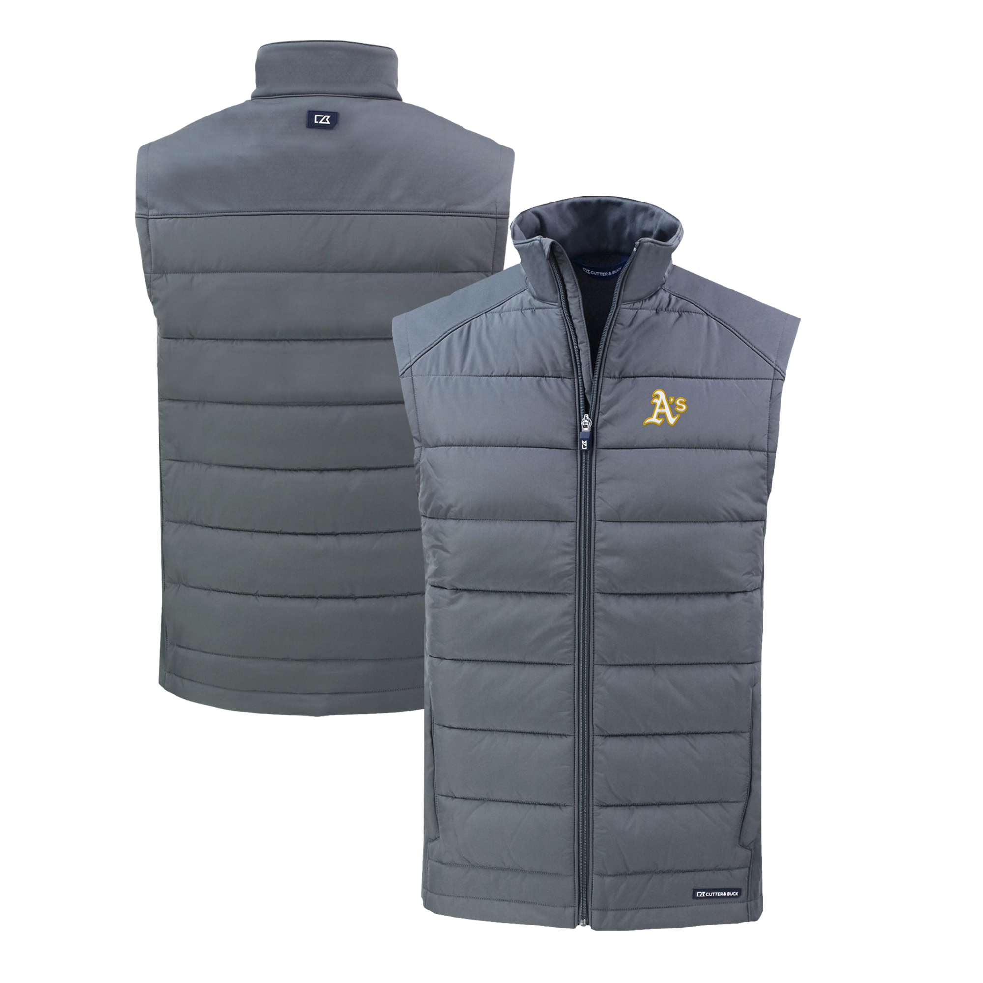 Men's Cutter & Buck Gray Athletics Evoke Hybrid Eco Softshell Recycled Full-Zip Vest