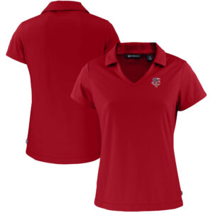 Women's Cutter & Buck  Red Minnesota Twins Daybreak Eco Recycled V-Neck Polo
