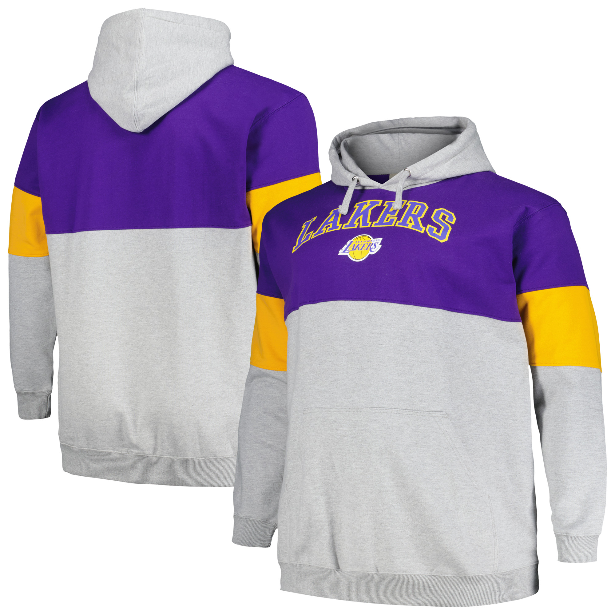 Men's Fanatics Purple/Gold Los Angeles Lakers Big & Tall Pullover Hoodie - Image 2