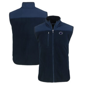 Men's Cutter & Buck  Navy Penn State Nittany Lions Big & Tall Cascade Eco Sherpa Fleece Full-Zip Vest