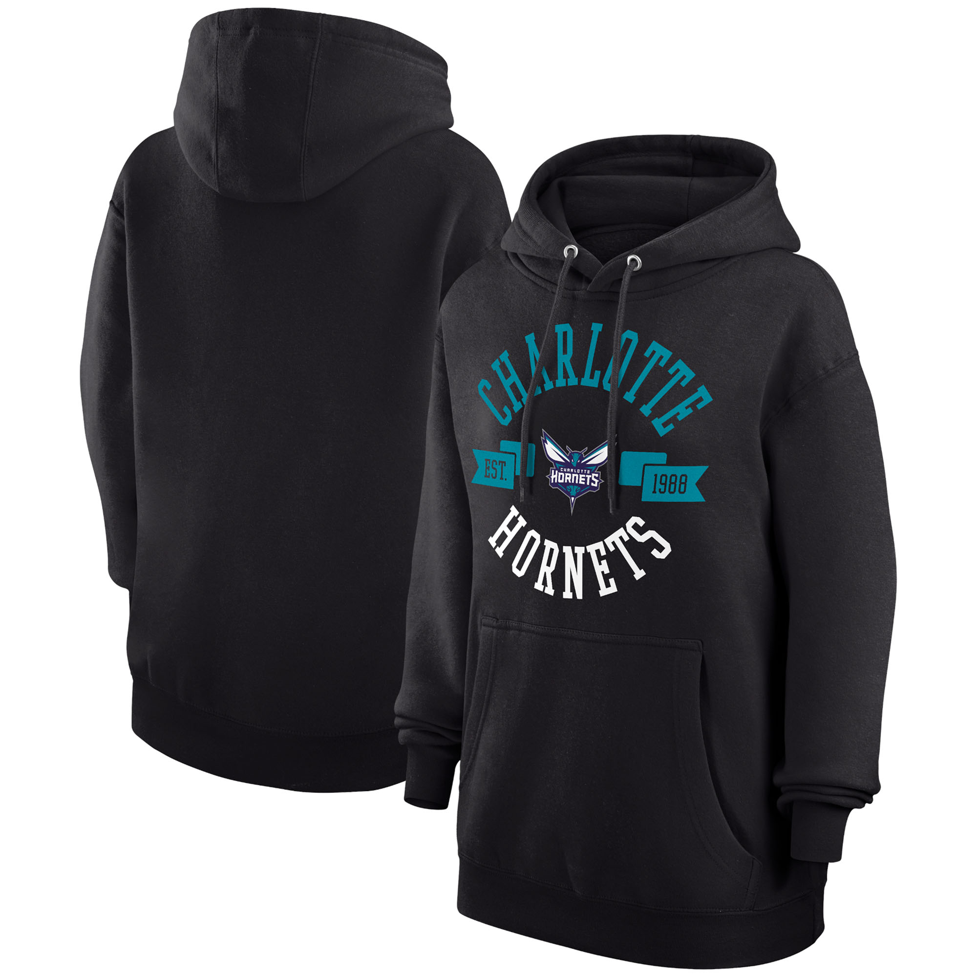 Women's G-III 4Her by Carl Banks Black Charlotte Hornets City Pullover Hoodie - Image 2