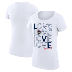 Women's G-III 4Her by Carl Banks  White Florida Panthers Hockey Love Fitted T-Shirt