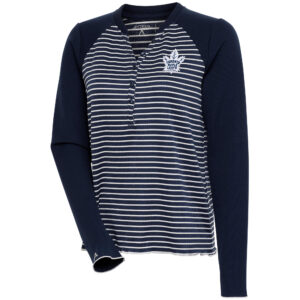 Women's Antigua  Navy Toronto Maple Leafs Maverick Henley Long Sleeve T-Shirt