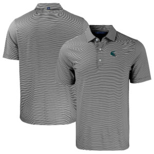 Men's Cutter & Buck  Black/White Philadelphia Eagles Helmet Big & Tall Forge Eco Double Stripe Stretch Recycled Polo