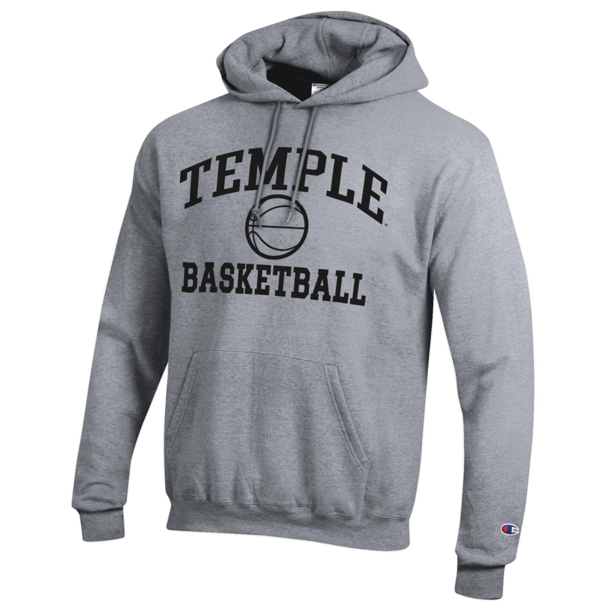 Men's Champion Gray Temple Owls Icon Logo Basketball Eco Powerblend Pullover Hoodie - Image 6