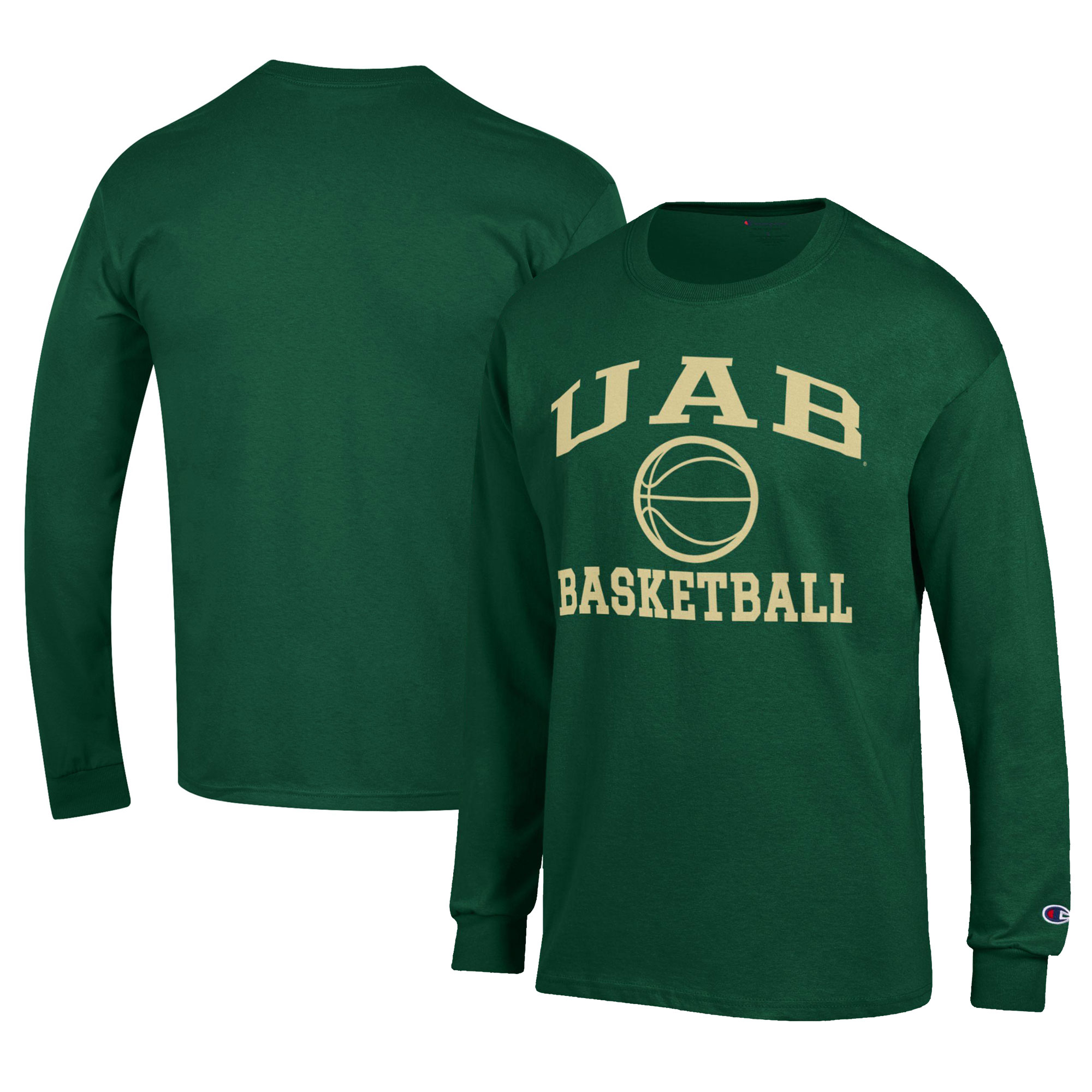 Men's Champion Green UAB Blazers Icon Logo Basketball Jersey Long Sleeve T-Shirt - Image 2
